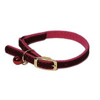 KATT - Katthalsband, Koppel & Selar - Katt Halsband i Sammet, Vinrött