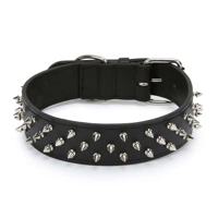 HUND - Koppel - Halsband - Selar - Halsband - Strass - Nitar - Petsters Deluxe Spiked Leather Dog Collars, Svart