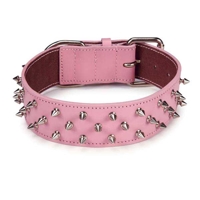 HUND - Koppel - Halsband - Selar - Halsband - Strass - Nitar - Petsters Deluxe Spiked Leather Dog Collars, Rosa