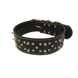 Petsters Breda (6 cm) Äkta Läderhalsband med Nitar, Svart