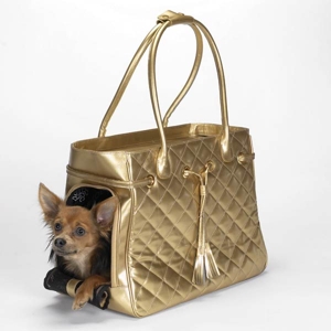 Zack & Zoey Quilted Metallic Pet Carriers, Gold