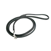 HUND - Koppel - Halsband - Selar - Koppel - Läder - Konstläder - Äkta Läder - Super Soft Rundsytt Läder Koppel, Svart