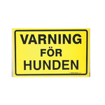 Skylt Varning för hunden, Gul (2 stl)