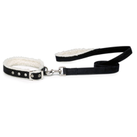 HUND - Koppel - Halsband - Selar - Koppel - Läder - Konstläder - Konstgjort Läder - ES Collection Cozy Sherpa Koppel (3 färger)